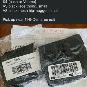 Victoria's Secret Black Lace Thongs (2-Pack)